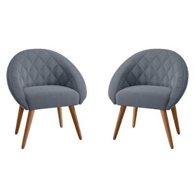 Conjunto Poltrona Para Sala De Recepção Celina Inca Chumbo