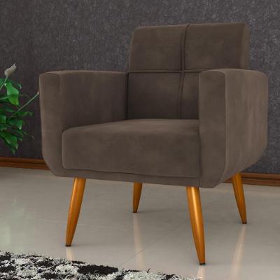 Poltrona Decorativa Para Sala Lages Veludo Marrom