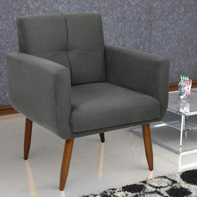Poltrona Decorativa Para Sala Lages Suede Cinza