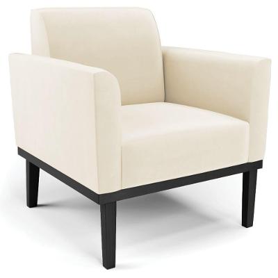Poltrona Decorativa Base Madeira Preto Maressa Veludo Bege