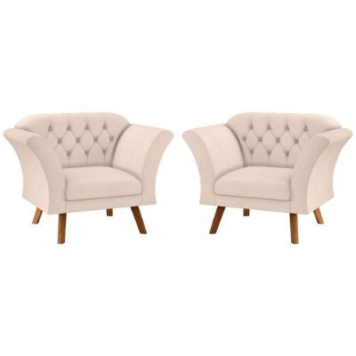 Conjunto Poltrona Para Sala De Recepção Moreira Linha Bege
