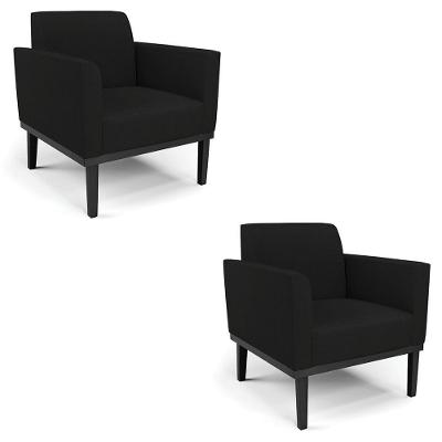 Poltrona Base Madeira Preto Kit 2 Maressa Linho Preto