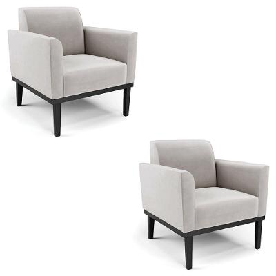 Poltrona Base Madeira Preto Kit 2 Maressa Veludo Cinza