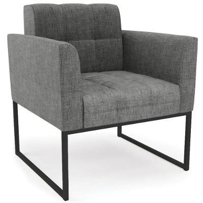 Poltrona Decorativa Base Industrial Preto Ana Linho Grafite