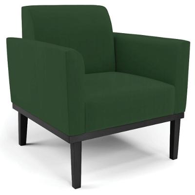 Poltrona Decorativa Base Madeira Preto Maressa Veludo Verde