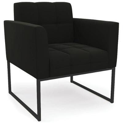 Poltrona Decorativa Base Industrial Preto Ana Suede Preto