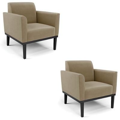 Poltrona Base Madeira Preto Kit 2 Maressa Suede Marrom Rt