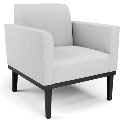 Poltrona Decorativa Base Madeira Preto Maressa Linho Cinza