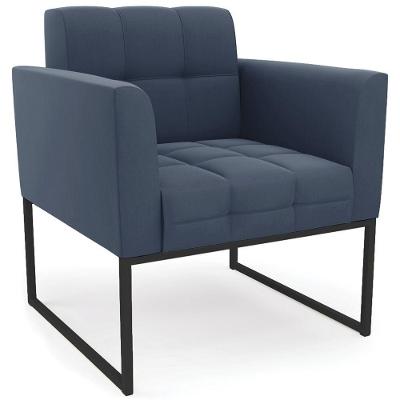 Poltrona Decorativa Base Industrial Preto Ana Suede Azul Marinho