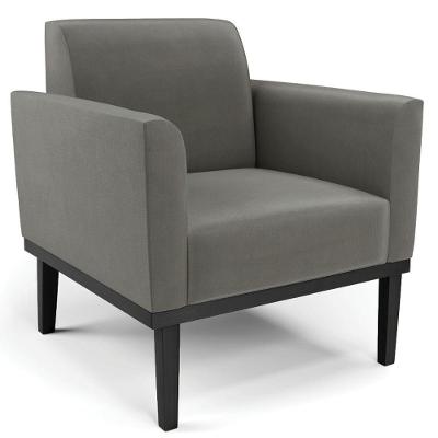 Poltrona Decorativa Base Madeira Preto Maressa Suede Grafite