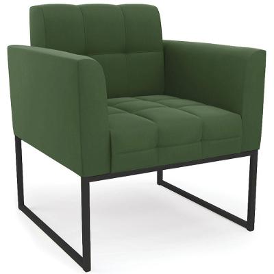 Poltrona Decorativa Base Industrial Preto Ana Suede Rosê - Ibiza