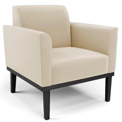 Poltrona Decorativa Base Madeira Preto Maressa Suede Bege