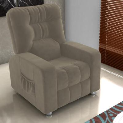 Poltrona Reclinável Almofada Derby Veludo Cappuccino