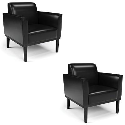 Poltrona Base Madeira Preto Kit 2 Maressa Sintético Pu Preto