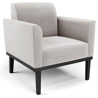 Poltrona Decorativa Base Madeira Preto Maressa Veludo Cinza