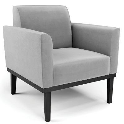 Poltrona Decorativa Base Madeira Preto Maressa Suede Cinza