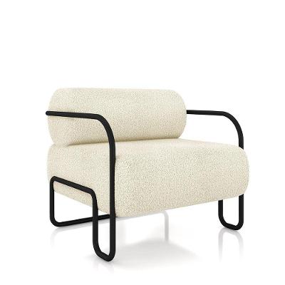 Poltrona Sala De Estar Industrial Preto Ameli Bouclê K01 - D'rossi Cor Bege