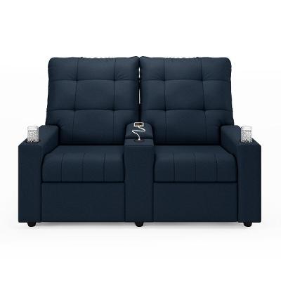 Poltrona Reclinável Para Cinema Parma 2 Lugares Baú Usb Veludo Fh1 - D'rossi Cor Azul