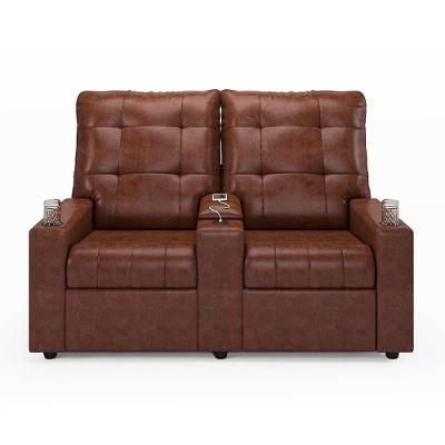 Poltrona Reclinável Para Cinema Parma 2 Lugares Baú Usb Pu Brilho Fh1 - D'rossi Cor Marrom
