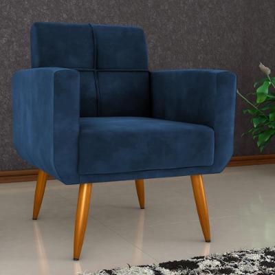 Poltrona Decorativa Para Sala Lilian Veludo Azul