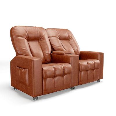 Poltrona Reclinável Para Cinema 2 Lugares Sora Pu Fh1 - D'rossi Cor Camel
