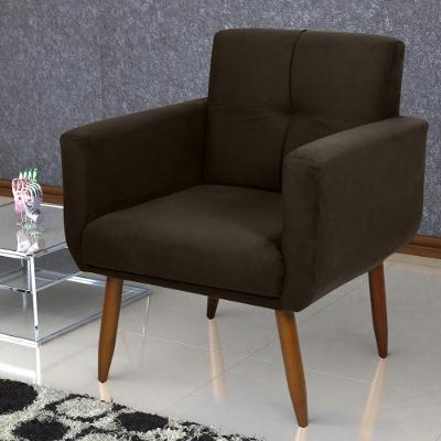 Poltrona Decorativa Para Sala Lilian Suede Marrom