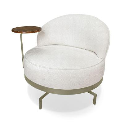 Poltrona Sala De Estar Base Giratória Dourada Aura Bouclê Off White S04 - D'rossi