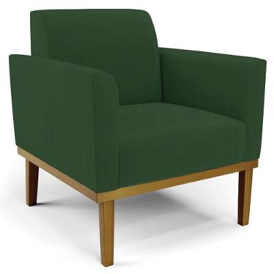 Poltrona Decorativa Base Madeira Castanho Maressa Veludo Verde