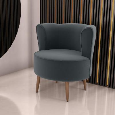 Poltrona Para Sala De Recepção Bela Veludo Cinza