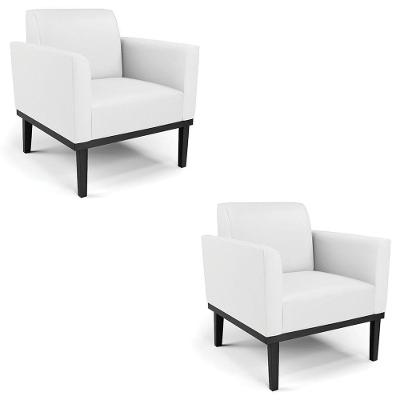 Poltrona Base Madeira Preto Kit 2 Maressa Sintético Branco