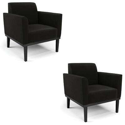 Poltrona Base Madeira Preto Kit 2 Maressa Suede Preto