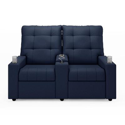 Poltrona Reclinável Para Cinema Parma 2 Lugares Baú Usb Pu Fh1 - D'rossi Cor Azul