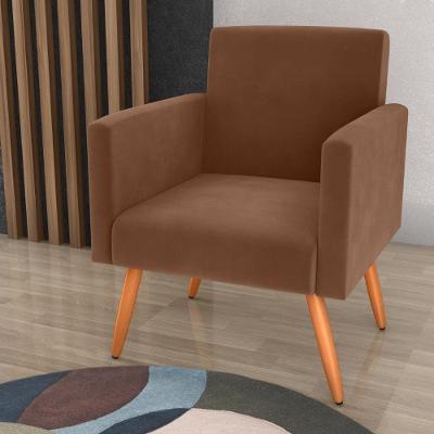 Poltrona Decorativa Para Sala Luan Veludo Ferrugem