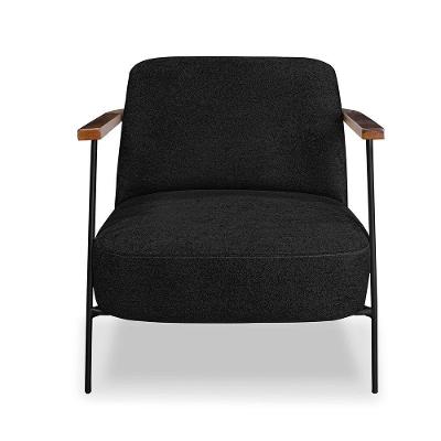 Poltrona Sala De Estar Base Industrial Preto Talim Bouclê S04 - D'rossi Cor Preto
