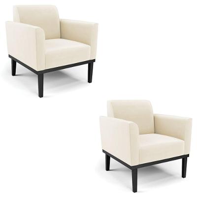 Poltrona Base Madeira Preto Kit 2 Maressa Veludo Bege