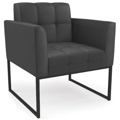 Poltrona Decorativa Base Industrial Preto Ana Sintético Preto