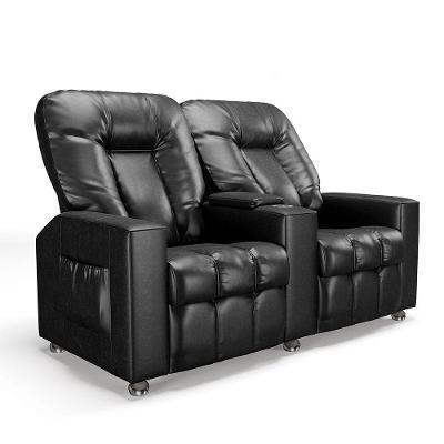 Poltrona Reclinável Para Cinema 2 Lugares Sora Pu Preto Brilho Fh1 - D'rossi