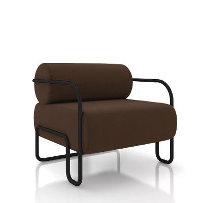 Poltrona Sala De Estar Industrial Preto Ameli Veludo Marrom K01 - D'rossi