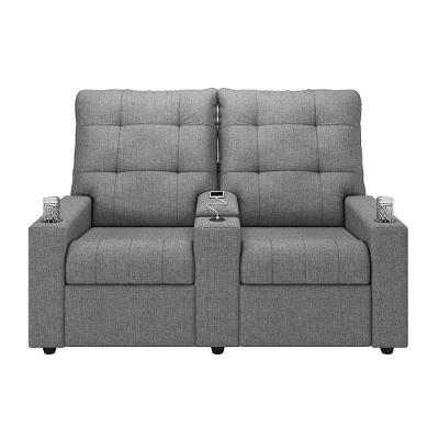 Poltrona Reclinável Para Cinema Parma 2 Lugares Baú Usb Linho Fh1 - D'rossi Cor Cinza