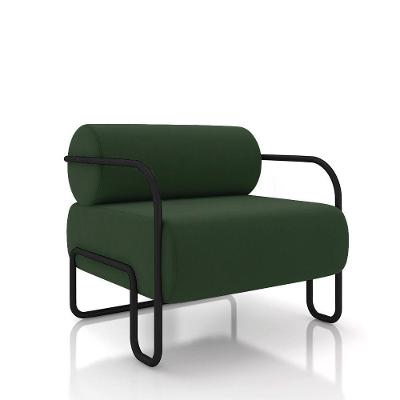 Poltrona Sala De Estar Industrial Preto Ameli Veludo Verde Musgo K01 - D'rossi