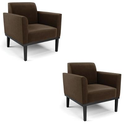 Poltrona Base Madeira Preto Kit 2 Maressa Suede Marrom