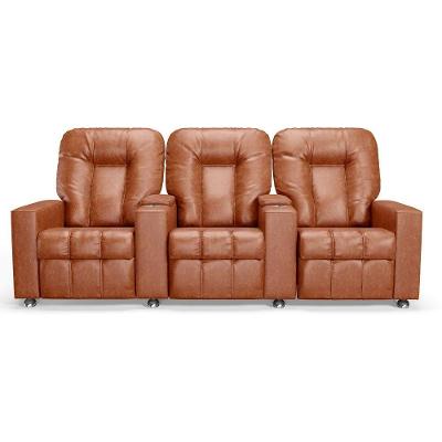 Poltrona Reclinável Para Cinema 3 Lugares Sora Pu Brilho Fh1 - D'rossi Cor Camel