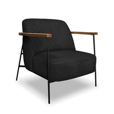 Poltrona Sala De Estar Base Industrial Preto Talim Bouclê Preto S04 - D'rossi