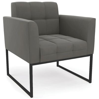 Poltrona Decorativa Base Industrial Preto Ana Suede Grafite