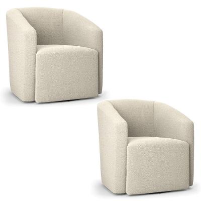 Kit 2 Poltronas Stella Max Bouclê Base Giratória Menta