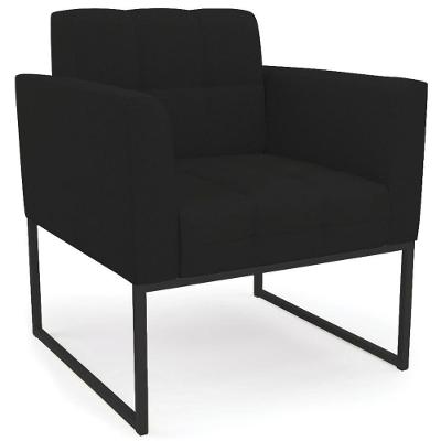 Poltrona Decorativa Base Industrial Preto Ana Linho Preto