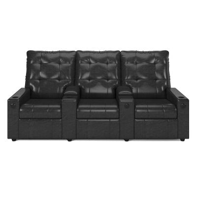 Poltrona Reclinável Para Cinema Parma 3 Lugares Baú Usb Pu Brilho Fh1 - D'rossi Cor Preto