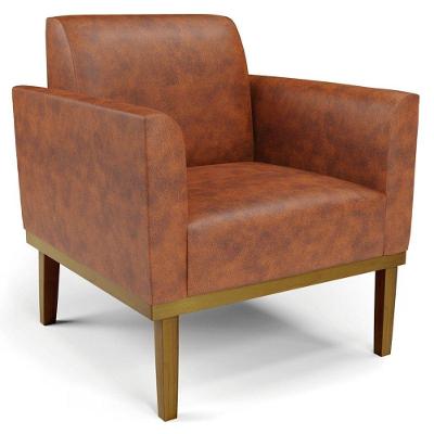 Poltrona Decorativa Base Madeira Castanho Maressa Sintético Pu Nozes