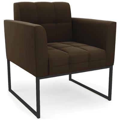 Poltrona Decorativa Base Industrial Preto Ana Suede Marrom