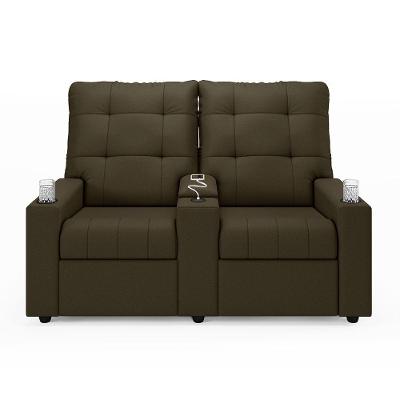 Poltrona Reclinável Para Cinema Parma 2 Lugares Baú Usb Veludo Fh1 - D'rossi Cor Capuccino